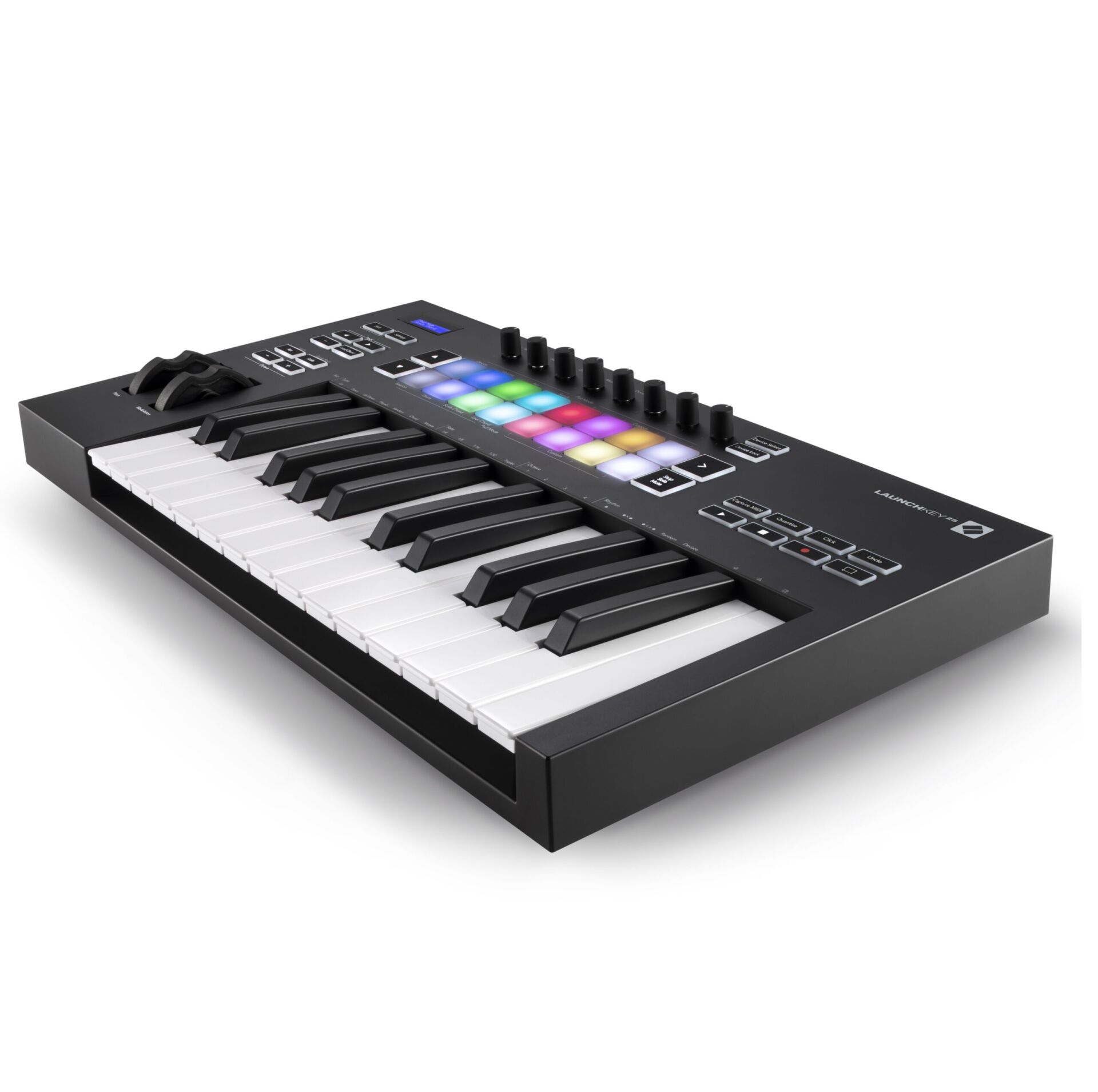 LaunchKey25_3quart-right_HR AUDIOIBIZA TECLADO MIDI NOVATION LaunchKey 25 3quart right HR scaled