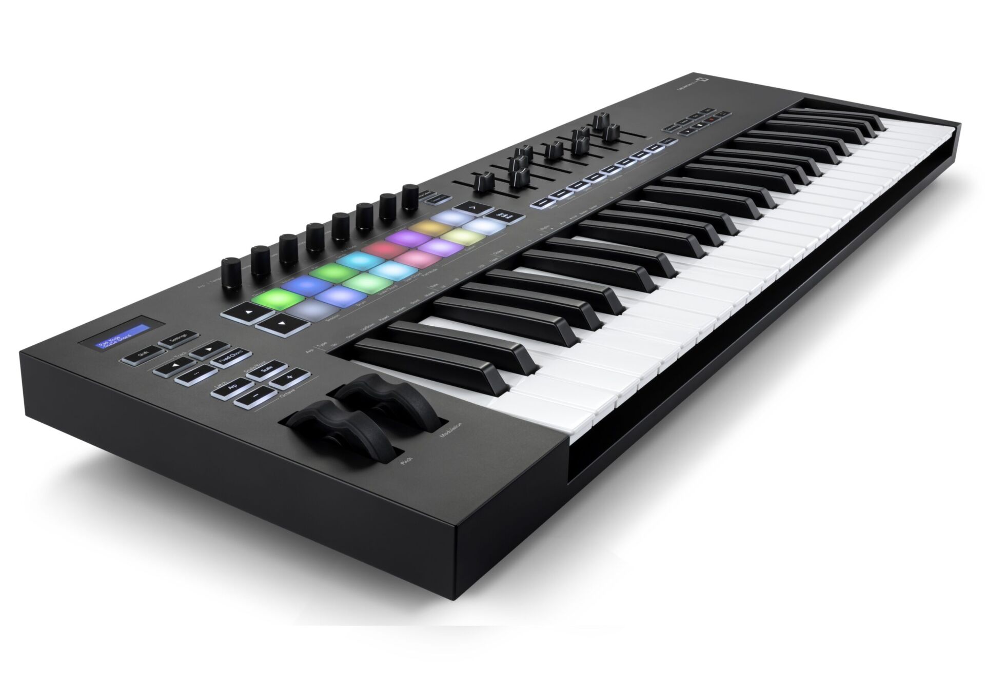 LaunchKey49-3quart-left_HR AUDIOIBIZA TECLADO MIDI NOVATION LaunchKey 49 3quart left HR scaled